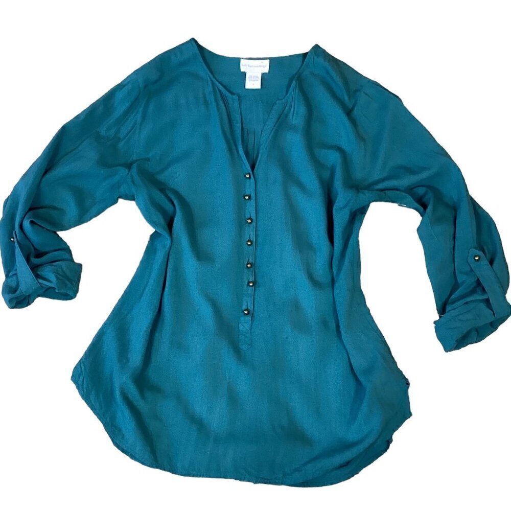 Soft Surroundings Split Neck Button Tunic Blouse … - image 1